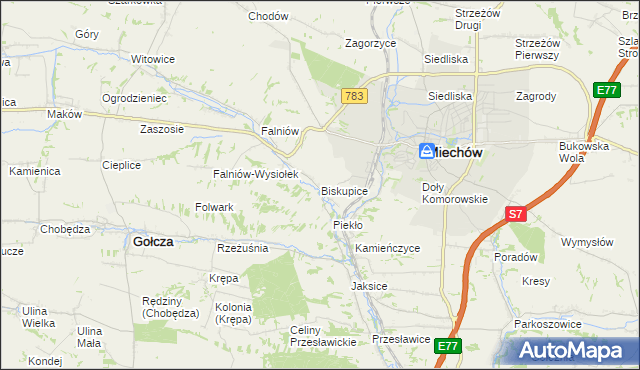 mapa Biskupice gmina Miechów, Biskupice gmina Miechów na mapie Targeo