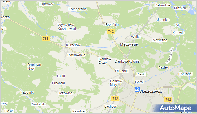 mapa Danków Duży, Danków Duży na mapie Targeo