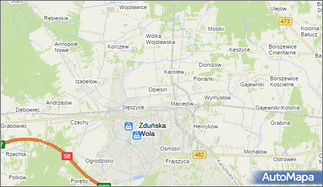 mapa Janiszewice, Janiszewice na mapie Targeo