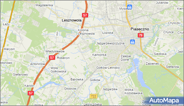 mapa Kamionka gmina Piaseczno, Kamionka gmina Piaseczno na mapie Targeo