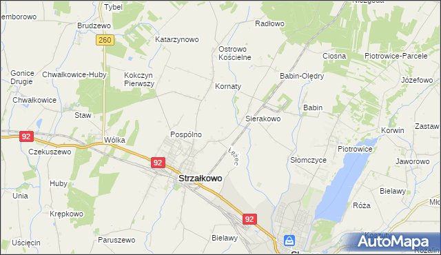 mapa Kornaty-Huby, Kornaty-Huby na mapie Targeo