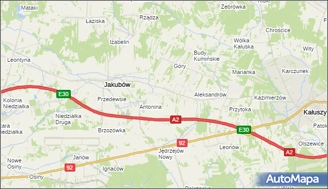 mapa Moczydła gmina Jakubów, Moczydła gmina Jakubów na mapie Targeo
