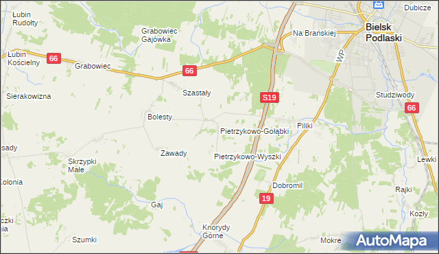 mapa Pietrzykowo-Gołąbki, Pietrzykowo-Gołąbki na mapie Targeo