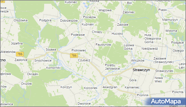 mapa Śliwiny gmina Strawczyn, Śliwiny gmina Strawczyn na mapie Targeo