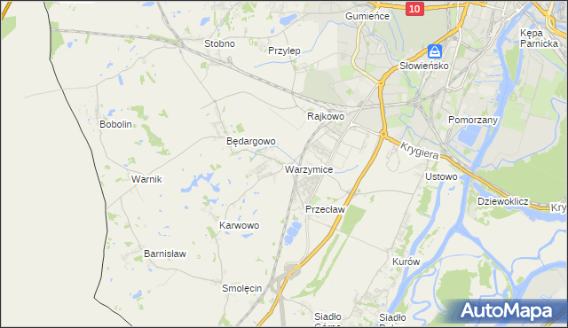 mapa Warzymice, Warzymice na mapie Targeo