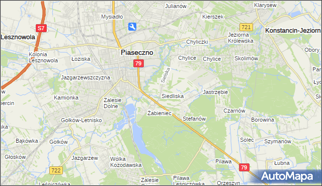 mapa Siedliska gmina Piaseczno, Siedliska gmina Piaseczno na mapie Targeo
