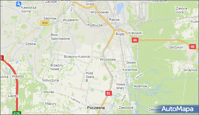 mapa Wrzosowa, Wrzosowa na mapie Targeo