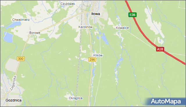 mapa Klików, Klików na mapie Targeo