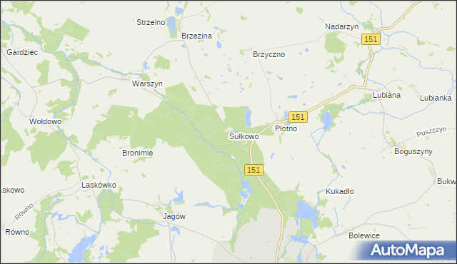 mapa Sułkowo gmina Pełczyce, Sułkowo gmina Pełczyce na mapie Targeo
