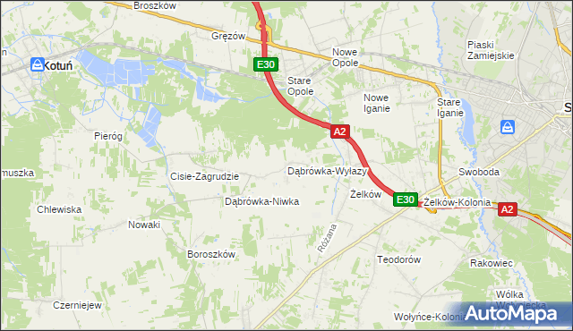 mapa Dąbrówka-Wyłazy, Dąbrówka-Wyłazy na mapie Targeo