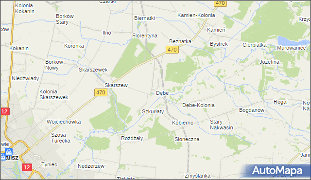 mapa Dębe gmina Żelazków, Dębe gmina Żelazków na mapie Targeo