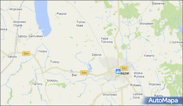mapa Dębnik gmina Reszel, Dębnik gmina Reszel na mapie Targeo