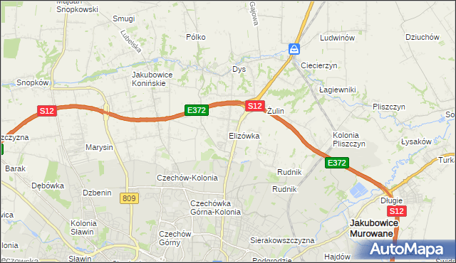mapa Elizówka gmina Niemce, Elizówka gmina Niemce na mapie Targeo