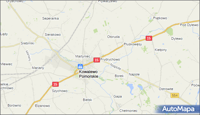 mapa Frydrychowo gmina Kowalewo Pomorskie, Frydrychowo gmina Kowalewo Pomorskie na mapie Targeo