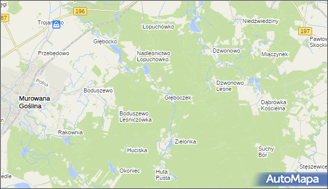 mapa Głęboczek gmina Murowana Goślina, Głęboczek gmina Murowana Goślina na mapie Targeo