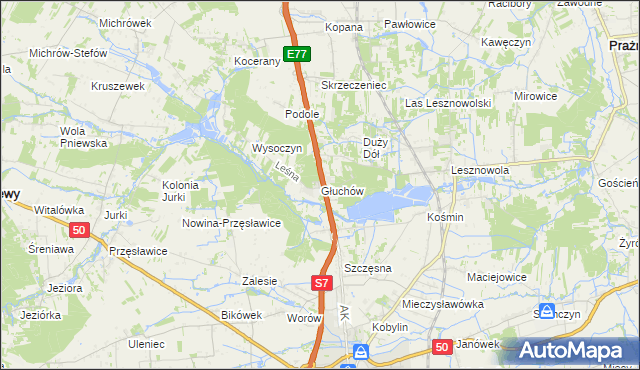 mapa Głuchów gmina Grójec, Głuchów gmina Grójec na mapie Targeo