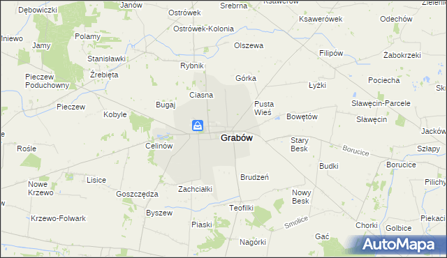 mapa Grabów powiat łęczycki, Grabów powiat łęczycki na mapie Targeo