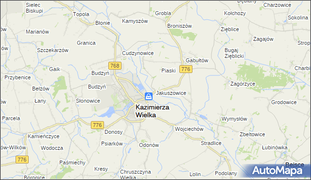 mapa Jakuszowice, Jakuszowice na mapie Targeo
