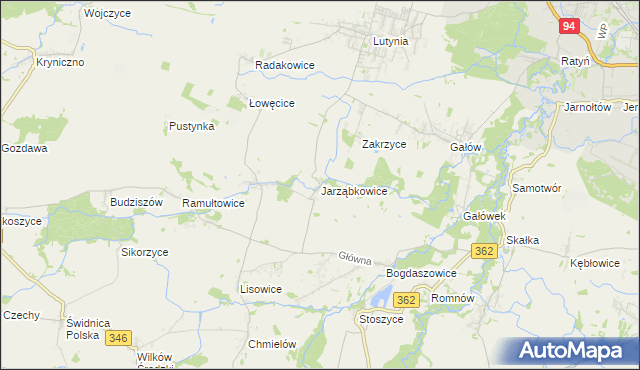 mapa Jarząbkowice gmina Kostomłoty, Jarząbkowice gmina Kostomłoty na mapie Targeo