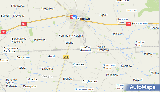 mapa Józefów Guzowski, Józefów Guzowski na mapie Targeo