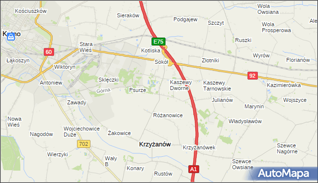 mapa Kaszewy-Spójnia, Kaszewy-Spójnia na mapie Targeo