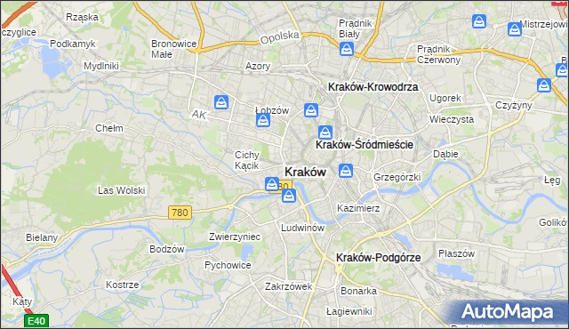 mapa Krakowa, Kraków na mapie Targeo