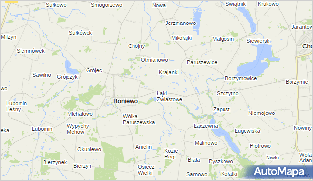 mapa Łąki Zwiastowe, Łąki Zwiastowe na mapie Targeo