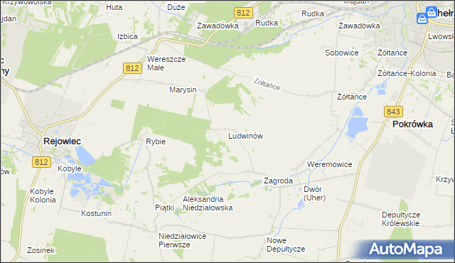 mapa Ludwinów gmina Chełm, Ludwinów gmina Chełm na mapie Targeo