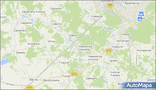mapa Niewodnica Kościelna, Niewodnica Kościelna na mapie Targeo