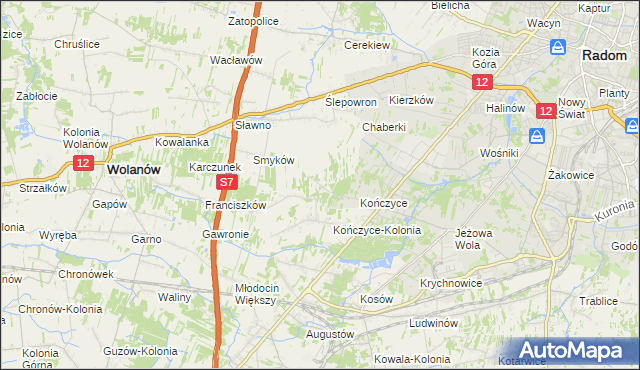 mapa Podkończyce, Podkończyce na mapie Targeo