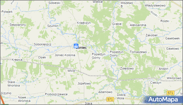 mapa Popielżyn Górny, Popielżyn Górny na mapie Targeo