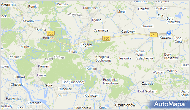 mapa Przeginia Duchowna, Przeginia Duchowna na mapie Targeo