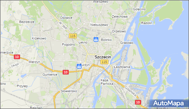 mapa Szczecina, Szczecin na mapie Targeo