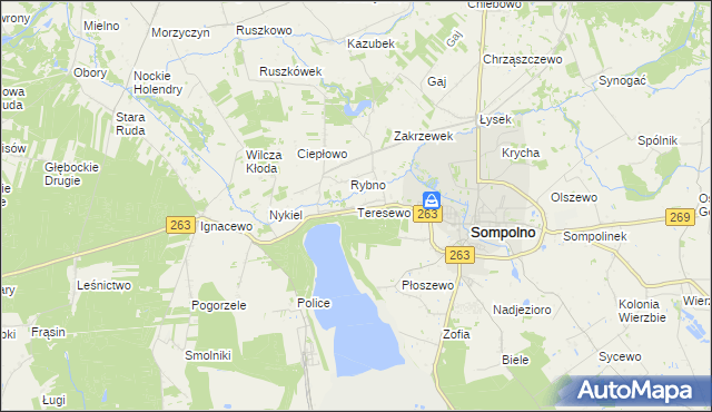 mapa Teresewo, Teresewo na mapie Targeo