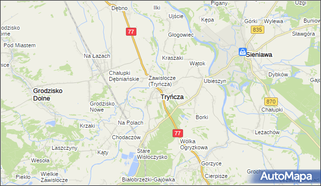 mapa Tryńcza, Tryńcza na mapie Targeo