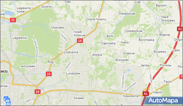 mapa Wódka gmina Nowosolna, Wódka gmina Nowosolna na mapie Targeo