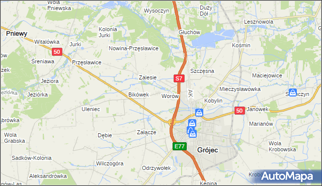 mapa Worów, Worów na mapie Targeo