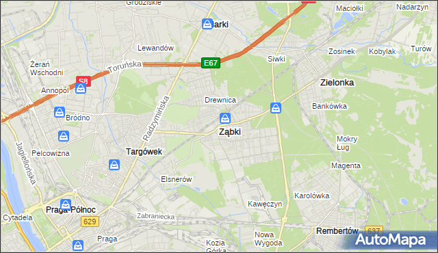 mapa Ząbki powiat wołomiński, Ząbki powiat wołomiński na mapie Targeo