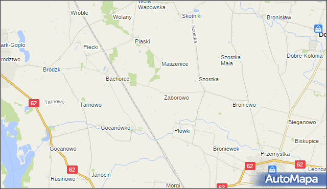 mapa Zaborowo gmina Kruszwica, Zaborowo gmina Kruszwica na mapie Targeo