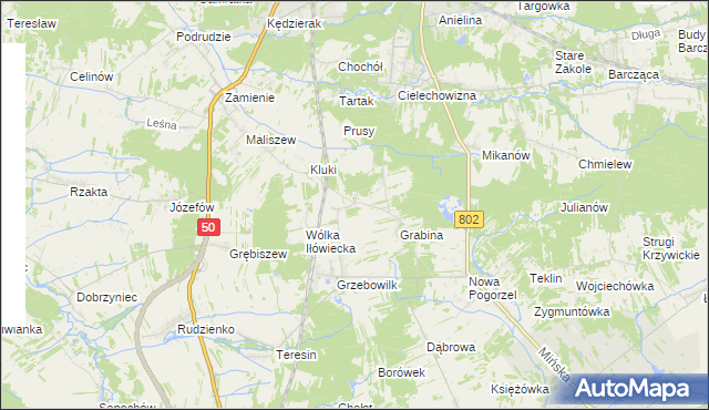 mapa Iłówiec gmina Mińsk Mazowiecki, Iłówiec gmina Mińsk Mazowiecki na mapie Targeo