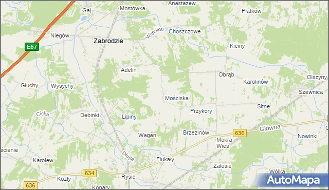 mapa Mościska gmina Zabrodzie, Mościska gmina Zabrodzie na mapie Targeo