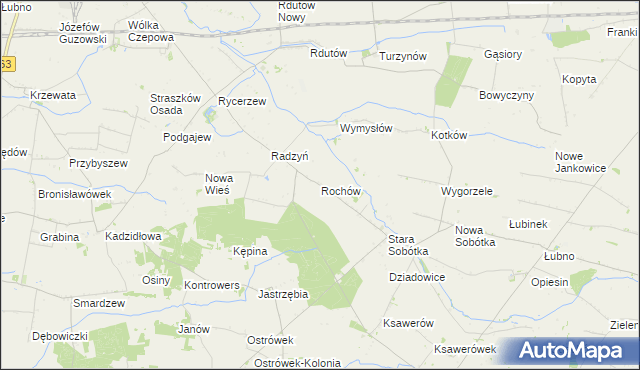 mapa Rochów gmina Grabów, Rochów gmina Grabów na mapie Targeo