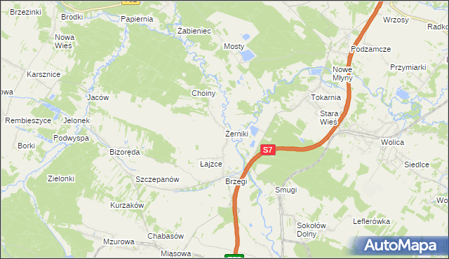 mapa Żerniki gmina Sobków, Żerniki gmina Sobków na mapie Targeo