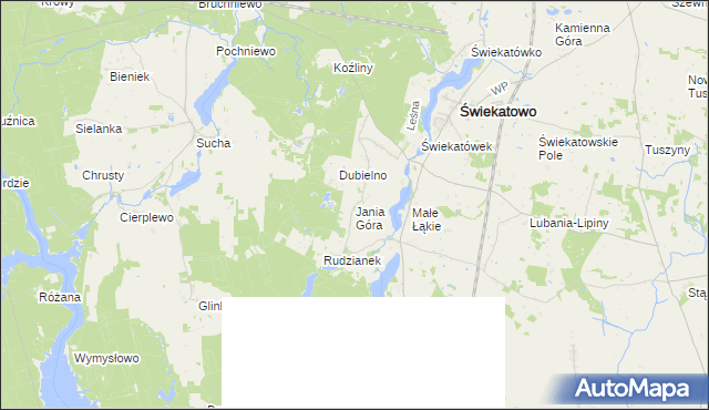 mapa Jania Góra gmina Świekatowo, Jania Góra gmina Świekatowo na mapie Targeo