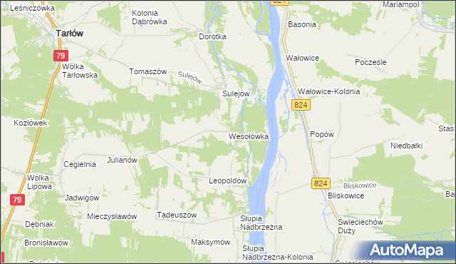 mapa Wesołówka gmina Tarłów, Wesołówka gmina Tarłów na mapie Targeo