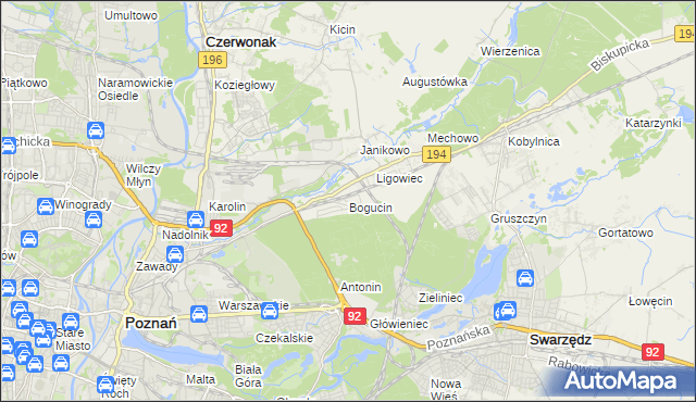 mapa Bogucin gmina Swarzędz, Bogucin gmina Swarzędz na mapie Targeo