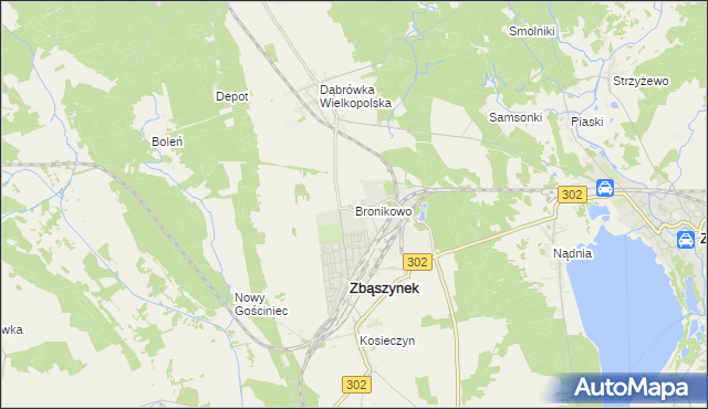 mapa Bronikowo gmina Zbąszynek, Bronikowo gmina Zbąszynek na mapie Targeo