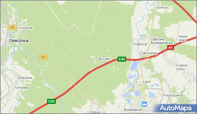 mapa Buczek gmina Bolesławiec, Buczek gmina Bolesławiec na mapie Targeo