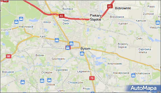 mapa Bytomia, Bytom na mapie Targeo