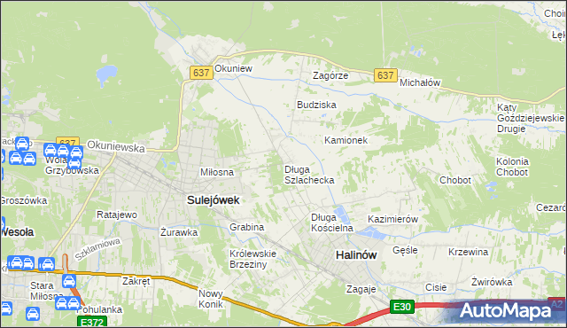 mapa Długa Szlachecka, Długa Szlachecka na mapie Targeo